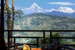 Tiger Mountain Pokhara Lodge, zicht op de Himalaya